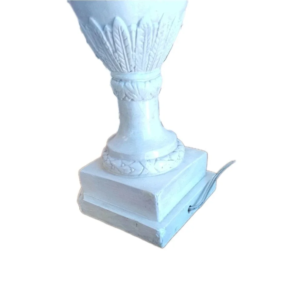 Large Carved Decorative Cream Colored‎ Neoclassical Style Table Lamp